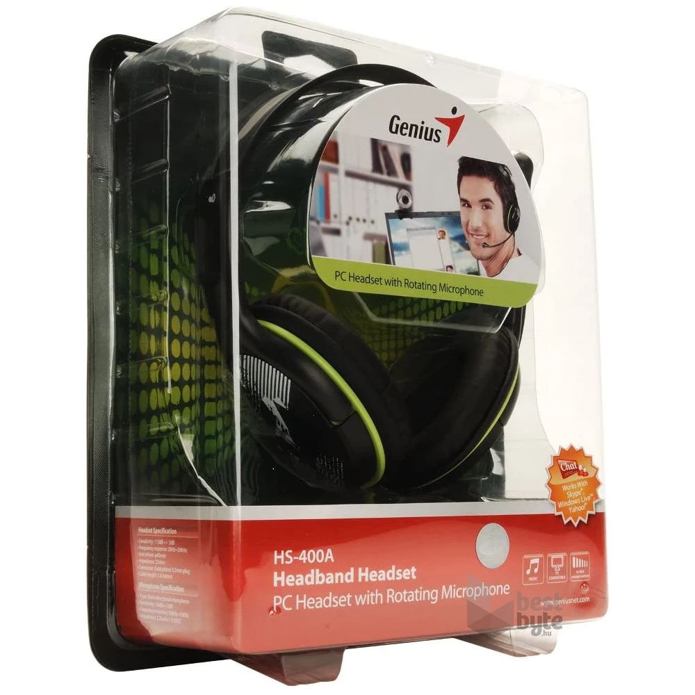 Genius HS-400A dual jack mikrofonos PC zöld headset