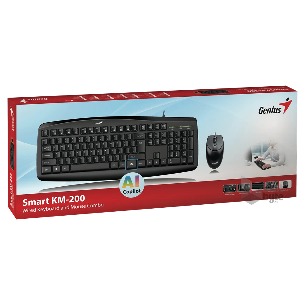 Genius KM-200 SMART HUN fekete multimédiás billentyűzet + egér