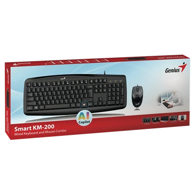 Genius KM-200 SMART HUN fekete multimédiás billentyűzet + egér