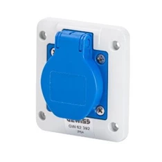 Gewiss GW62392 2P+E 16A 2P 230V műanyag kék egyenes csavaros IP54 csapófedéllel beépíthető ipari dugalj