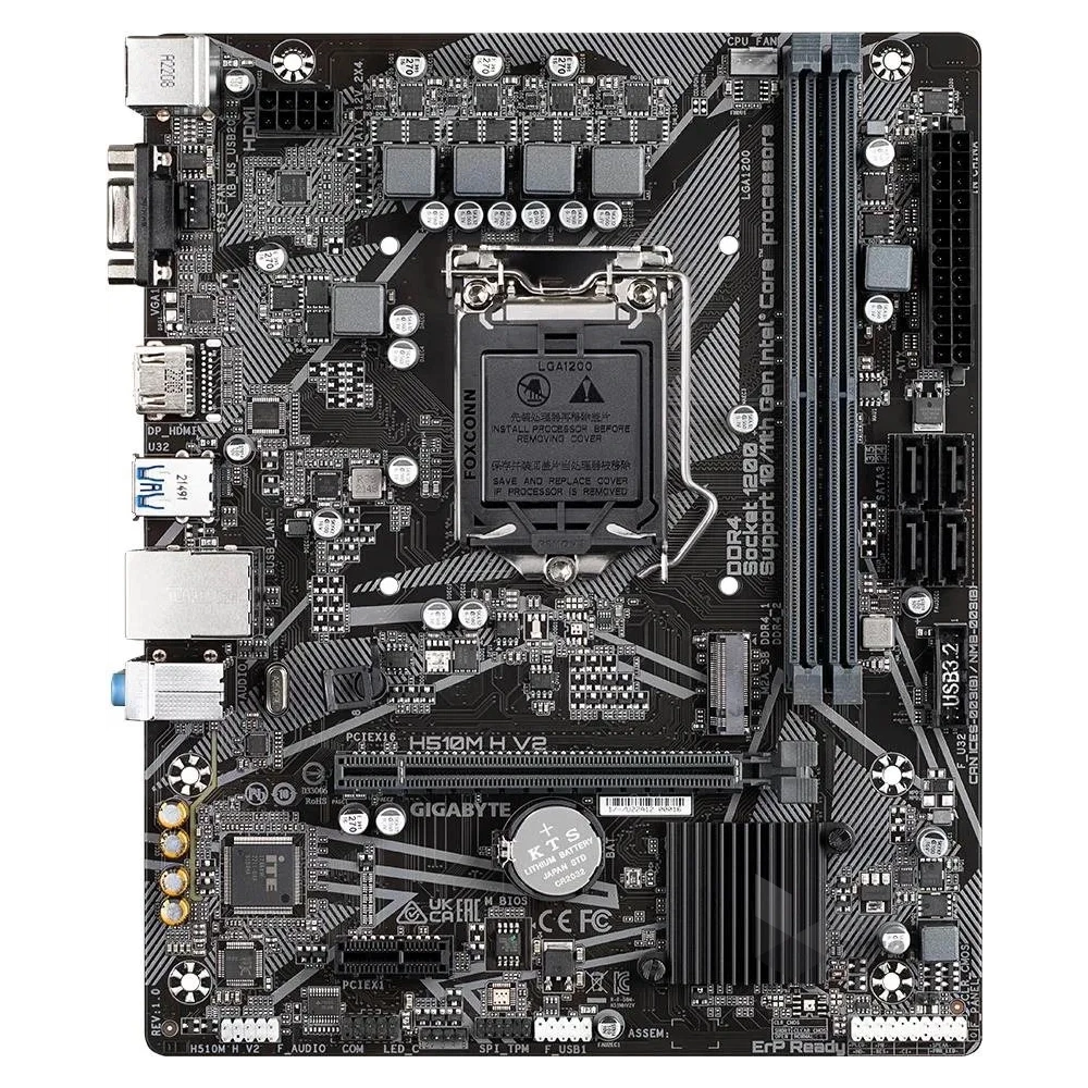 Gigabyte Alaplap - Intel H510M H V2 s1200 (H470, 2xDDR4 2660MHz, 1xGBE LAN, 4xSATA3, M.2, 4xUSB2.0, 2xUSB3.2)