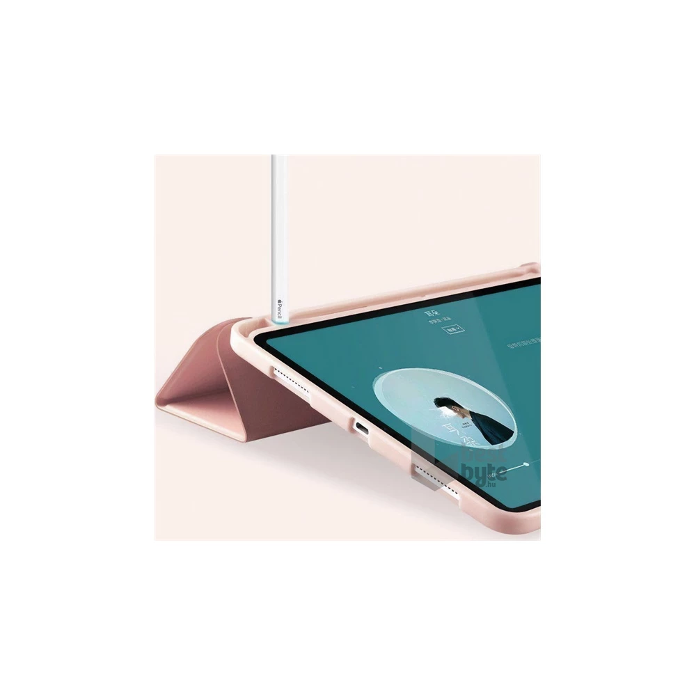 Gigapack GP-129273 iPad Air 11 (2024) / iPad Pro 11 (2018)/ iPad Air 2020 (Air 4) rózsaszín bőr hatású oldalra nyíló tok