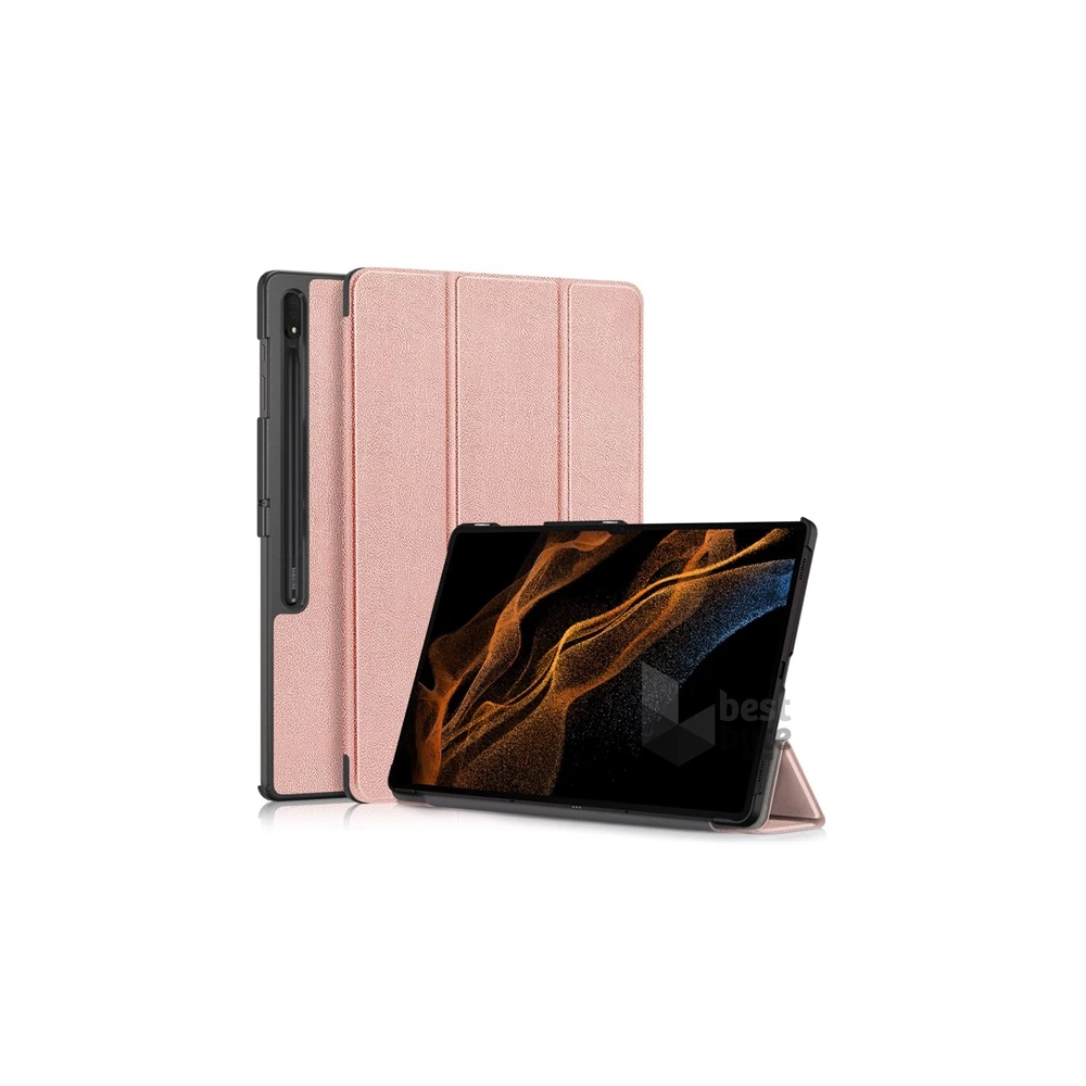 Gigapack GP-147028 Samsung Galaxy Tab S9 Ultra WIFI (SM-X910)/LTE (SM-X916) rózsaarany bőr hatású oldalra nyíló tok