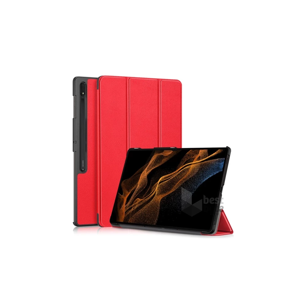 Gigapack GP-147042 Samsung Galaxy Tab S9 Ultra WIFI (SM-X910)/LTE (SM-X916) piros bőr hatású oldalra nyíló tok