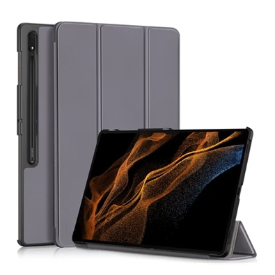 Gigapack GP-147043 Samsung Galaxy Tab S9 Ultra LTE (SM-X916)/WIFI (SM-X910) szürke bőr hatású oldalra nyíló tok