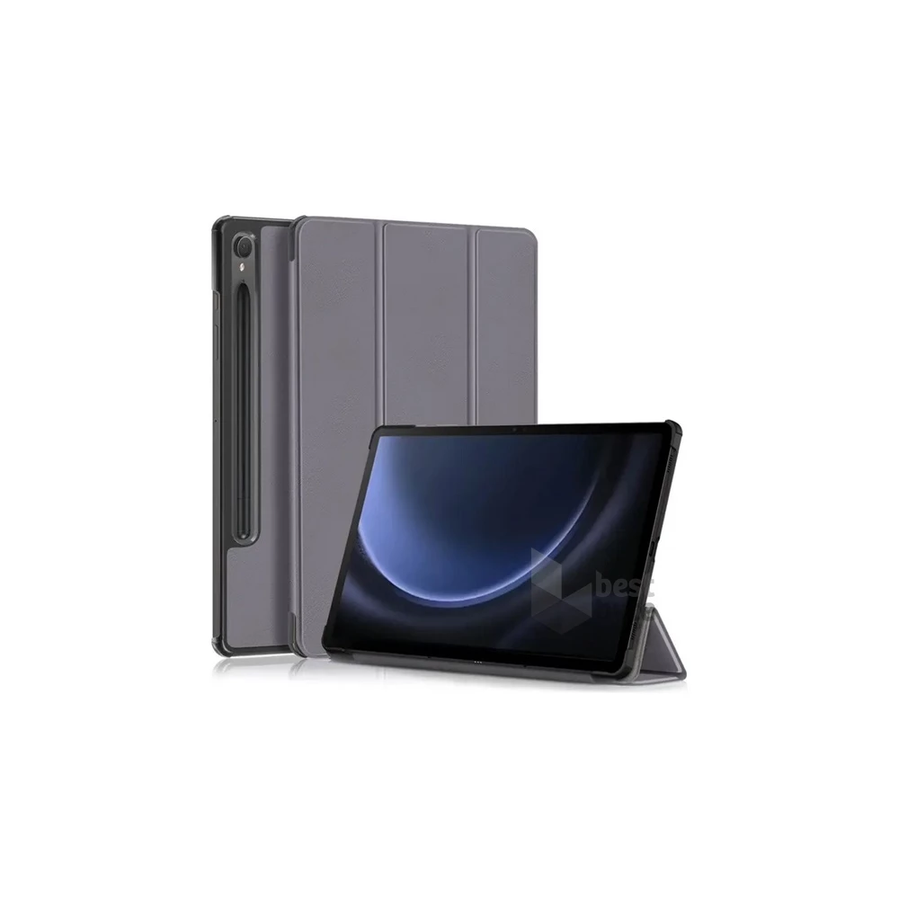 Gigapack GP-149332 Samsung Galaxy Tab S9 FE WIFI (SM-X510)/LTE (SM-X516) szürke bőr hatású oldalra nyíló tok