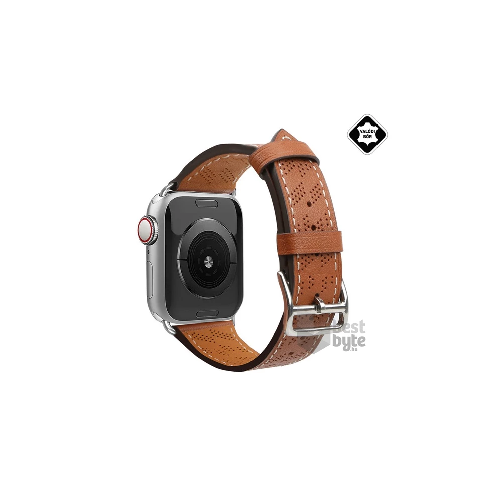 Gigapack GP-149383 Apple Watch Series 9 41mm / Watch Series 3 38mm / Watch Series 2 38mm világosbarna bőr óraszíj