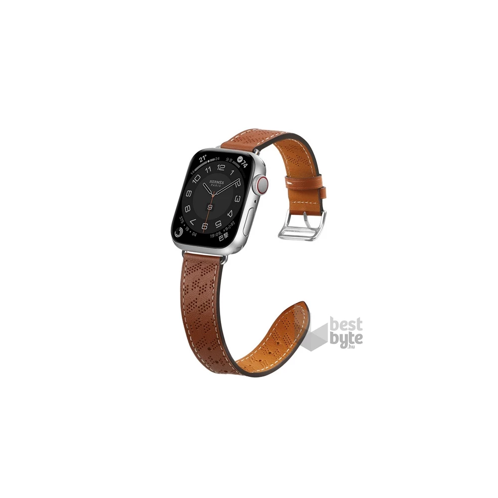Gigapack GP-149383 Apple Watch Series 9 41mm / Watch Series 3 38mm / Watch Series 2 38mm világosbarna bőr óraszíj