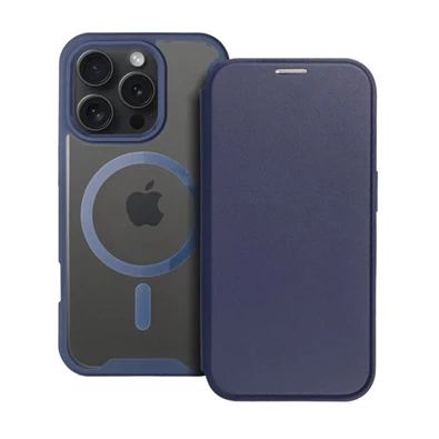 Gigapack GP-160271 iPhone 16 sötétkék bőr hatású oldalra nyíló tok