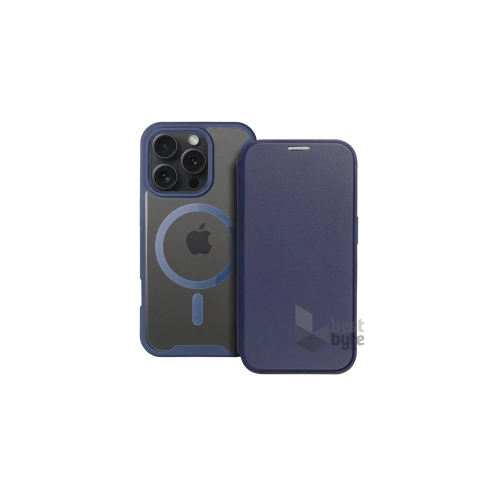Gigapack GP-160271 iPhone 16 sötétkék bőr hatású oldalra nyíló tok