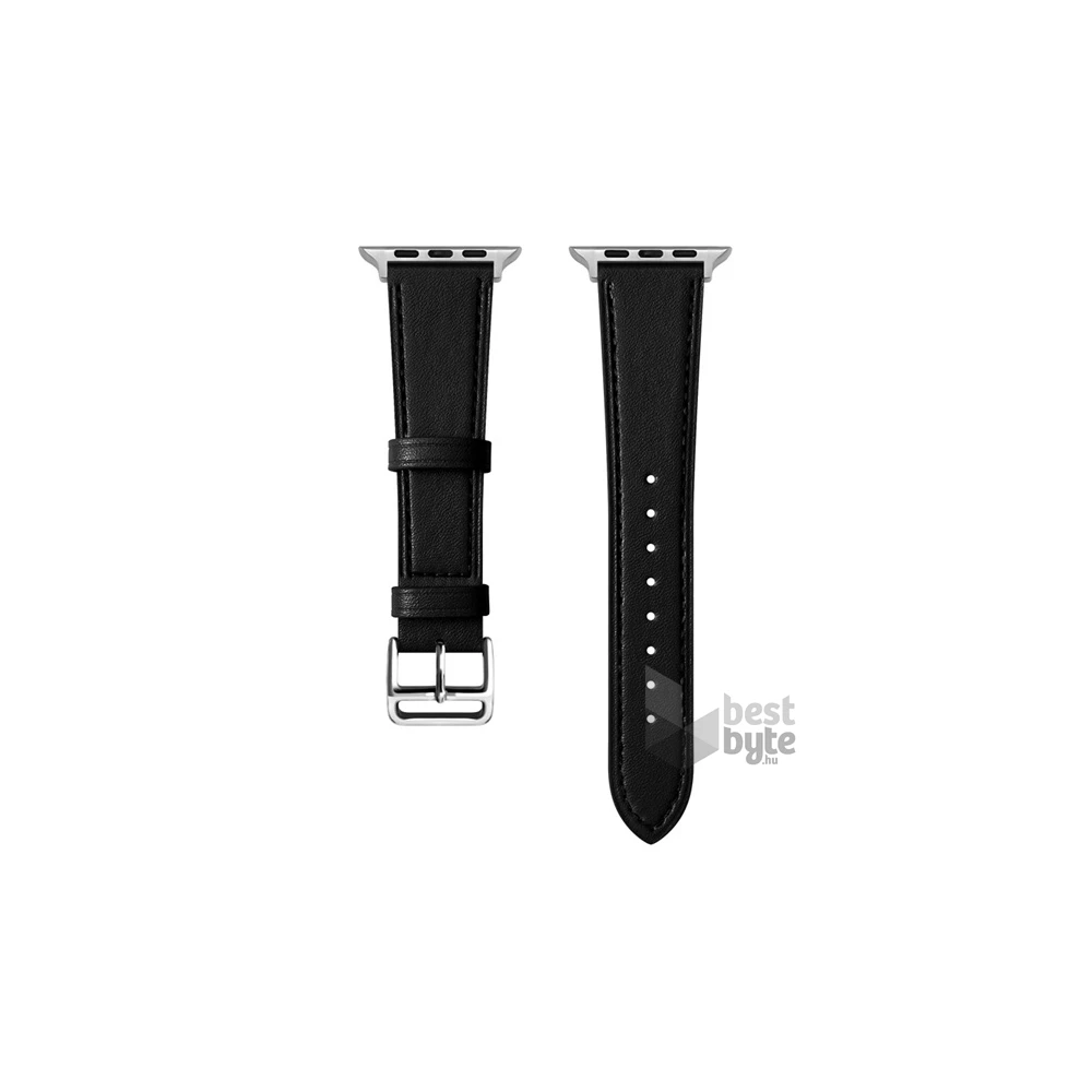 Gigapack GP-163473 Watch Series 10 42mm / 5 40mm / 4 40mm fekete bőr óraszíj