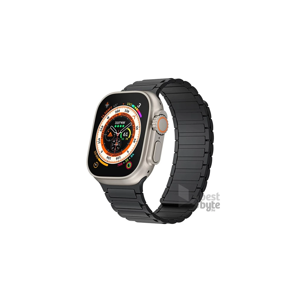 Gigapack GP-163477 Watch Series 10 46mm / 5 44mm / 4 44mm fekete szilikon óraszíj