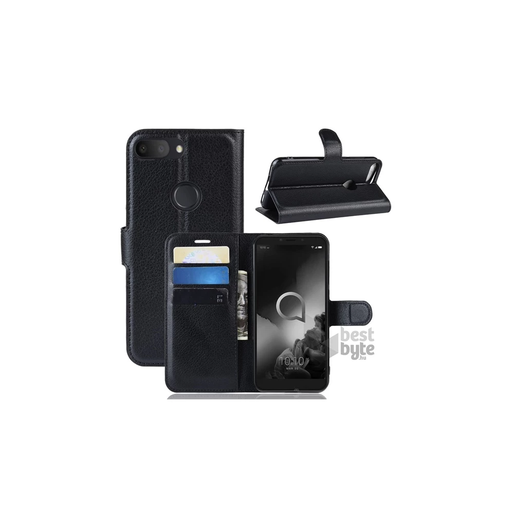 Gigapack GP-32354 Alcatel 1S (2019) OT-5024D fekete bőr hatású oldalra nyíló tok