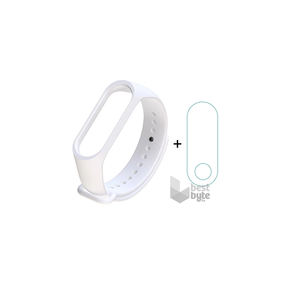 Gigapack GP-78919 Xiaomi MI Band 4 / MI Band 3 fehér szilikon keret + kijelzővédő