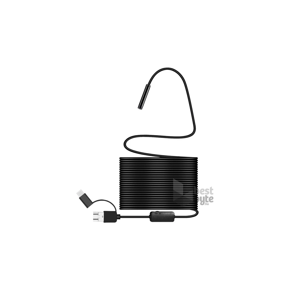 Gigapack GP-83765 USB/microUSB/Type-C OTG fekete endoszkópos kamera