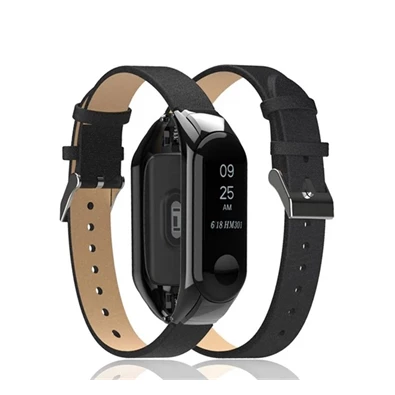 Gigapack GP-89674 Xiaomi MI Band 3 / MI Band 4 fekete bőr óraszíj
