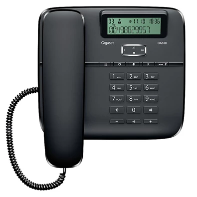 Gigaset DA610 kihangosítható hívóazonosítós fekete vezetékes telefon
