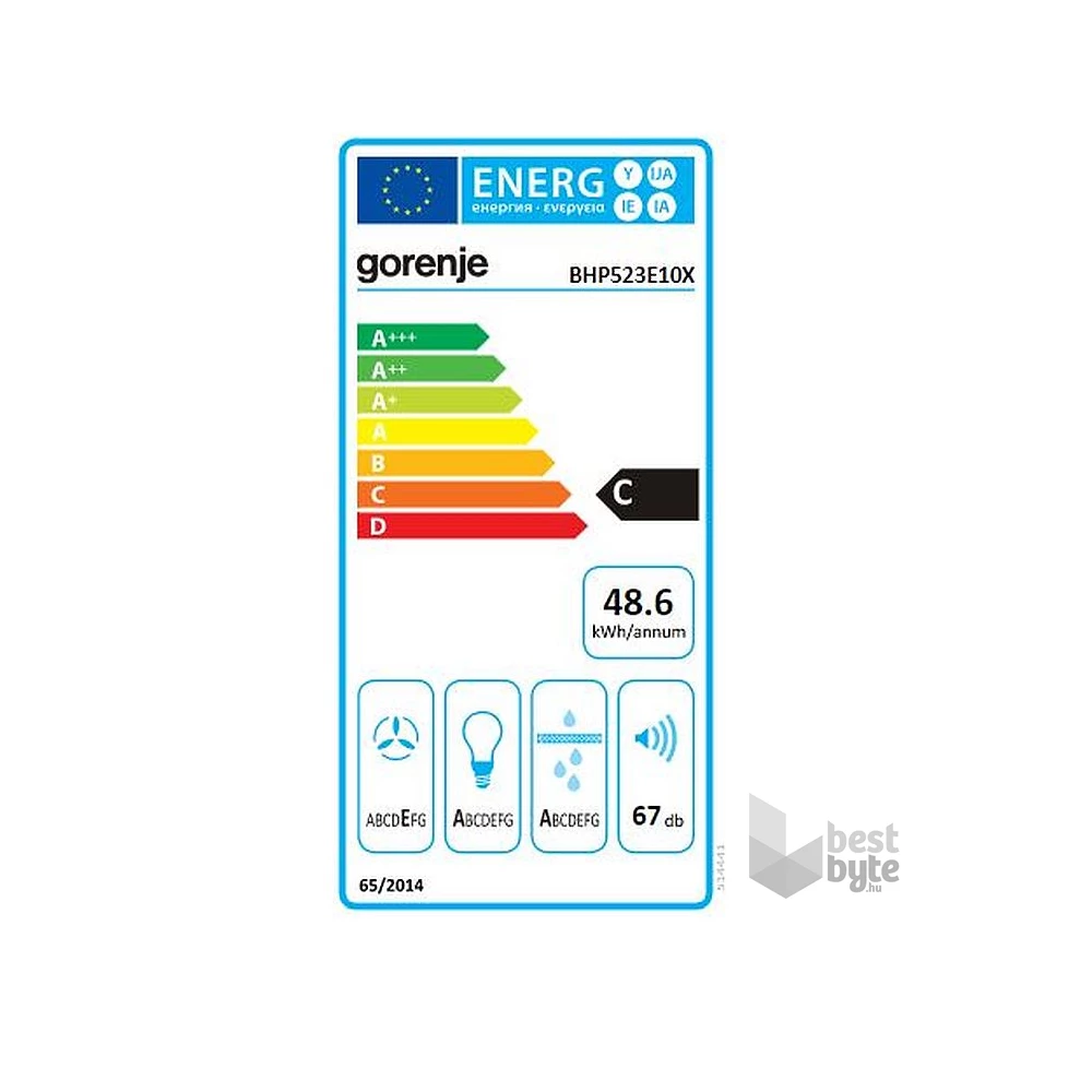 Gorenje BHP523E10X szürke, szabadonálló, hagyományos, méret:50 cm, teleszkópos, zajszint:67 dB, páraelszívó