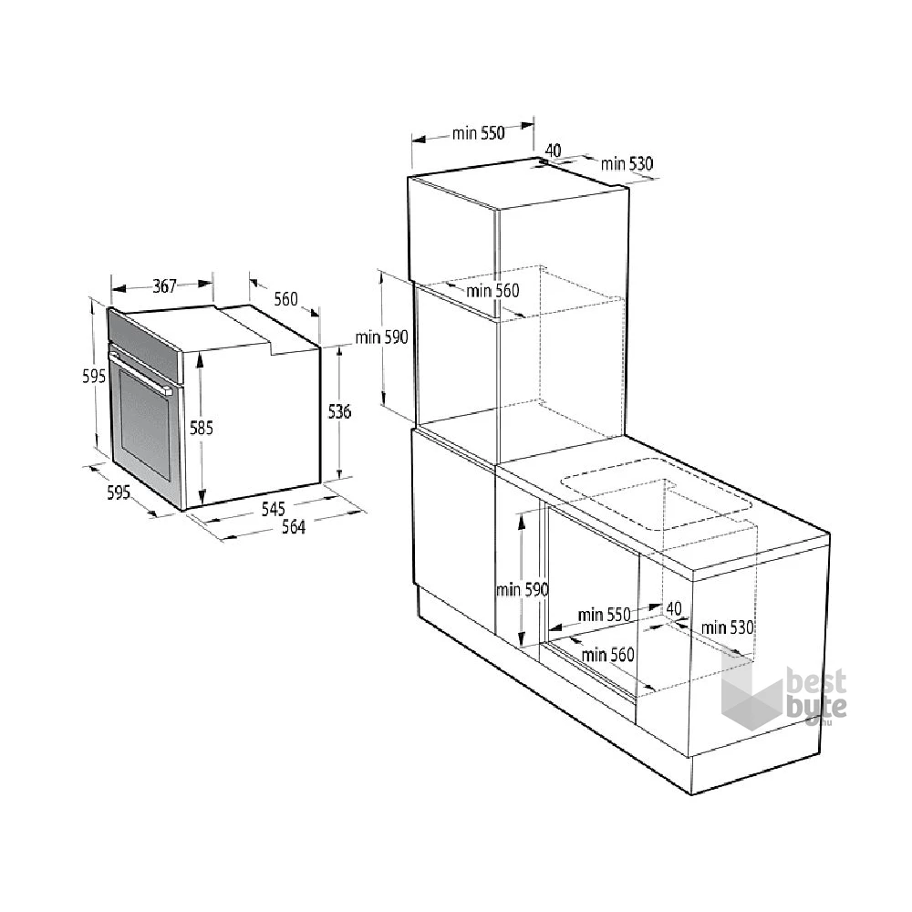Gorenje BO6717E03BG fekete, beépíthető, sütőtér: 77L, grill, légkeverés, hidrolitikus, sütő