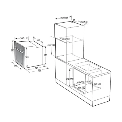Gorenje BO6717E03BG fekete, beépíthető, sütőtér: 77L, grill, légkeverés, hidrolitikus, sütő