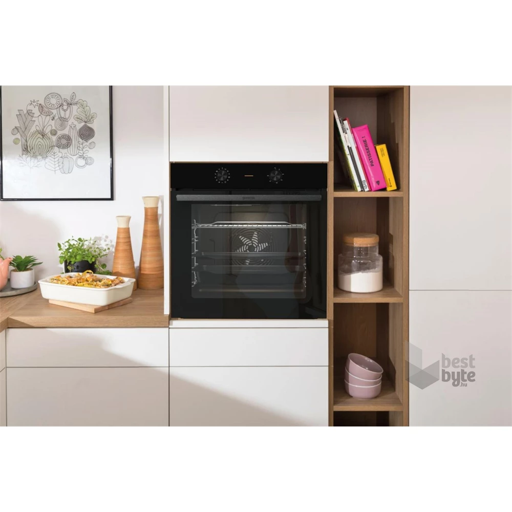 Gorenje BO6717E03BG fekete, beépíthető, sütőtér: 77L, grill, légkeverés, hidrolitikus, sütő