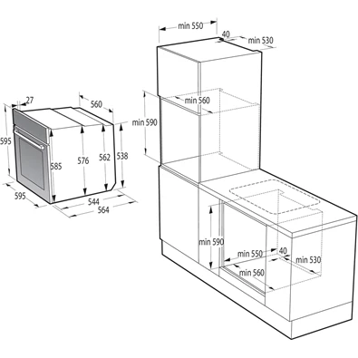 Gorenje BO6717E03BG fekete, beépíthető, sütőtér: 77L, grill, légkeverés, hidrolitikus, sütő