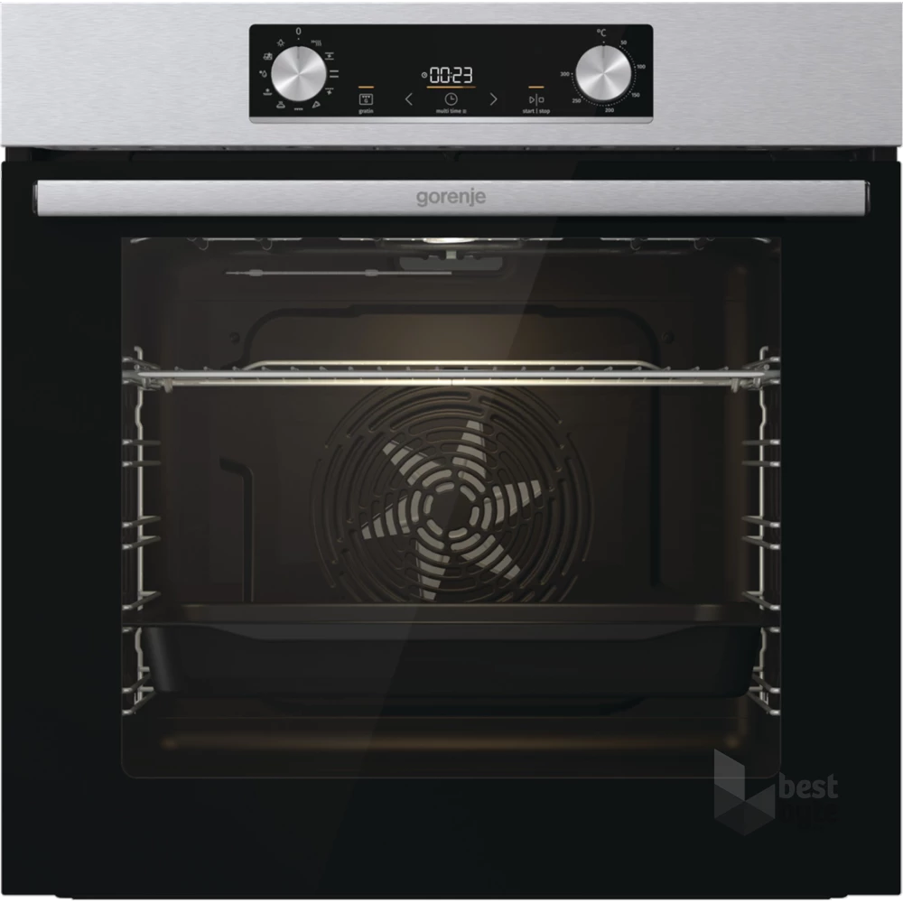 Gorenje BO6735E02X inox, beépíthető, sütőtér: 77L, grill, légkeverés, hidrolitikus, sütő