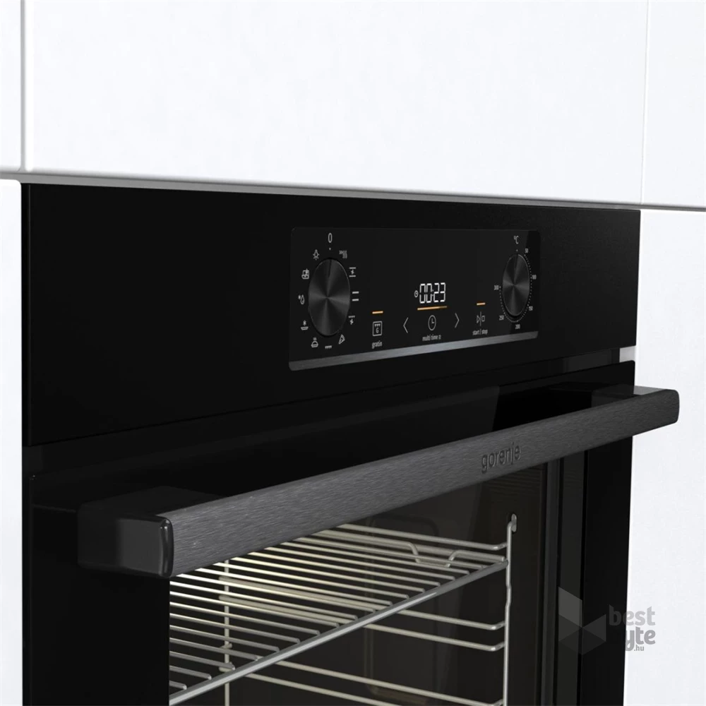 Gorenje BO6735E05B fekete, beépíthető, sütőtér: 77L, grill, légkeverés, hidrolitikus, sütő