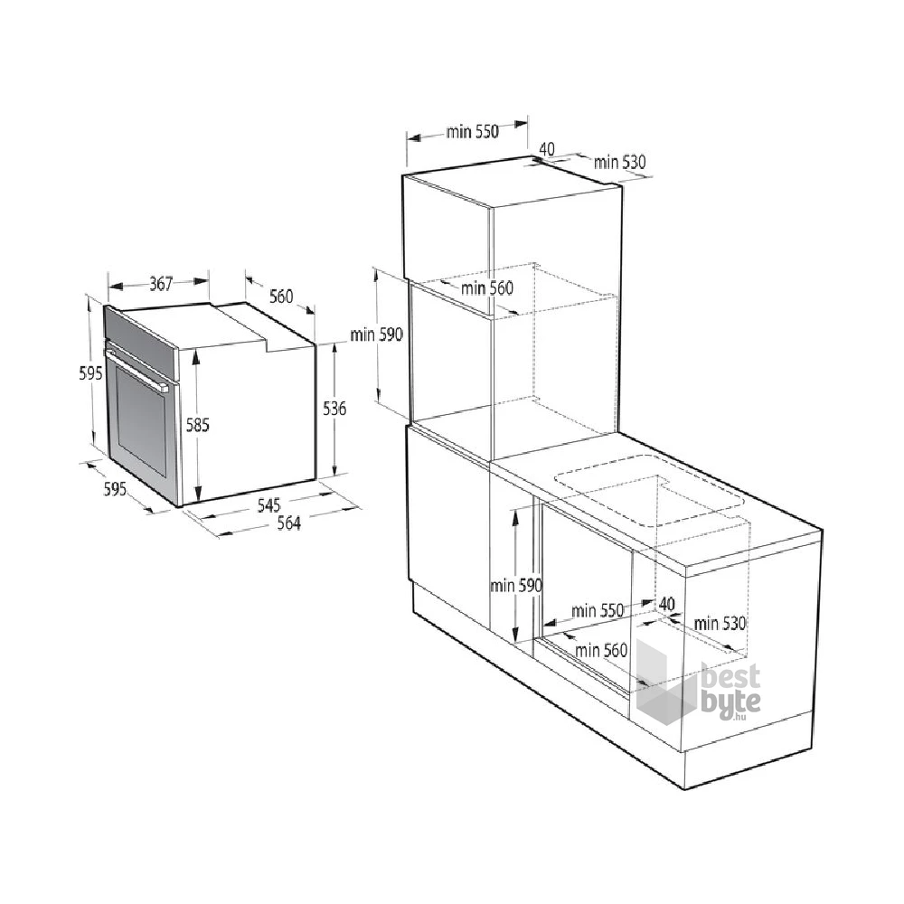 Gorenje BOS6737E13BG fekete, beépíthető, sütőtér: 77L, grill, légkeverés, hidrolitikus, sütő