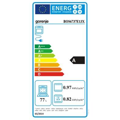 Gorenje BOS6737E13X inox, beépíthető, sütőtér: 77L, grill, hidrolitikus, sütő