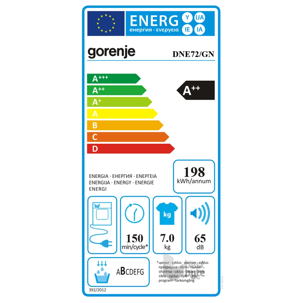 Gorenje DNE72/GN fehér, 7 kg, hőszivattyús, szárítógép (Újszerű)