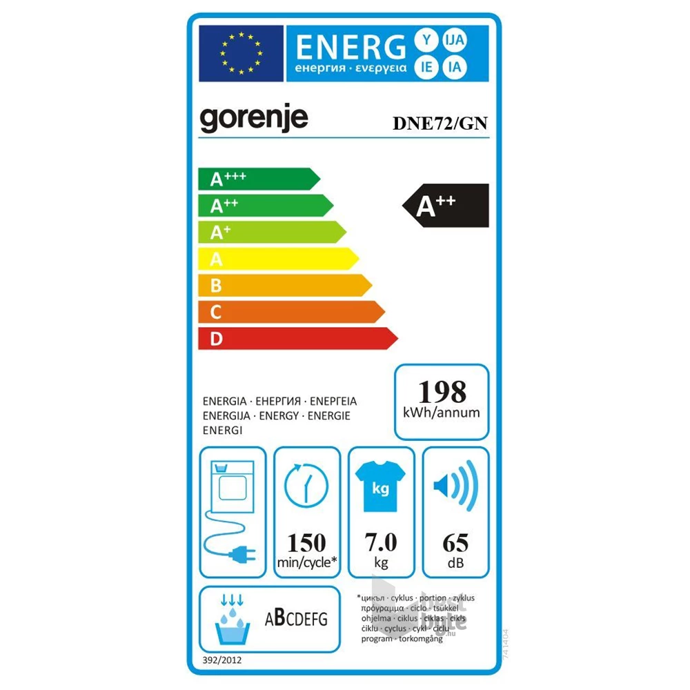 Gorenje DNE72/GN fehér, 7 kg, hőszivattyús, szárítógép (Használt-B)
