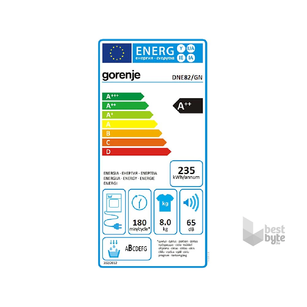 Gorenje DNE82/GN fehér, 8 kg, hőszivattyús, szárítógép (Újszerű)