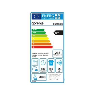Gorenje DNE82/GN fehér, 8 kg, hőszivattyús, szárítógép (Újszerű)