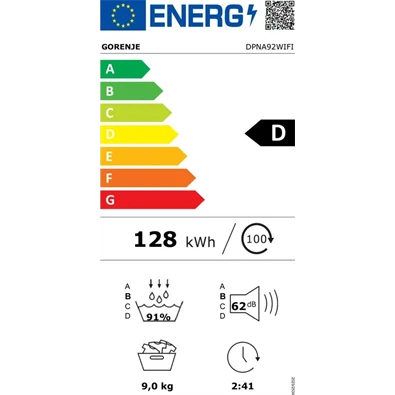 Gorenje DPNA92WIFI fehér, 9kg, hőszivattyús szárítógép