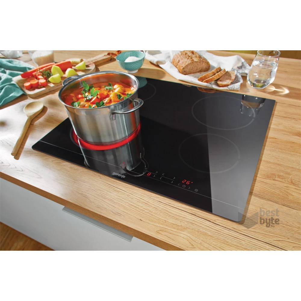 Gorenje ECT641BSC fekete, beépíthető, elektromos üvegkerámia, főzőzóna: 4, beépíthető méret: 56cm, főzőlap