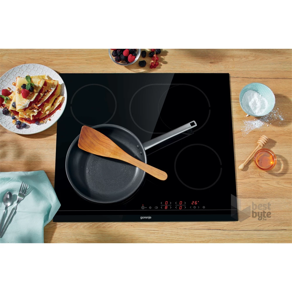 Gorenje ECT643BCSC fekete, beépíthető, elektromos üvegkerámia, főzőzóna: 4, beépíthető méret: 56cm, főzőlap (Újszerű)