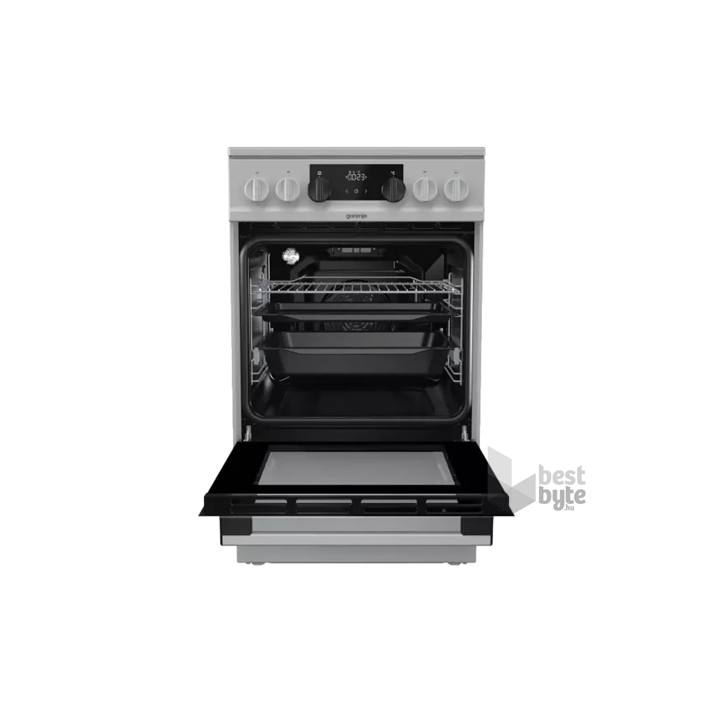 Gorenje EC 5341 SG inox, szabadonálló, kerámialapos, elektromos, főzőzóna: 4, sütő:70L, grill, tűzhely