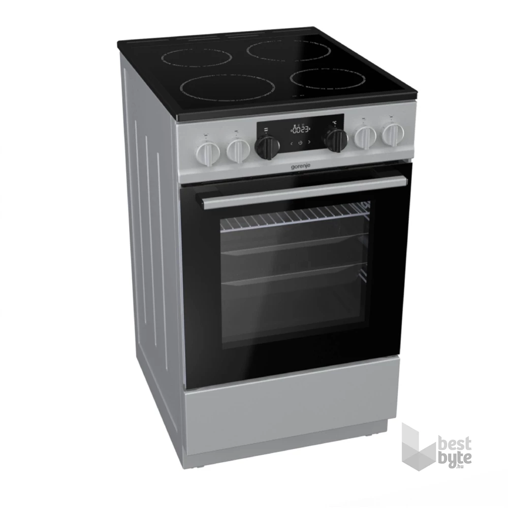 Gorenje EC 5341 SG inox, szabadonálló, kerámialapos, elektromos, főzőzóna: 4, sütő:70L, grill, tűzhely