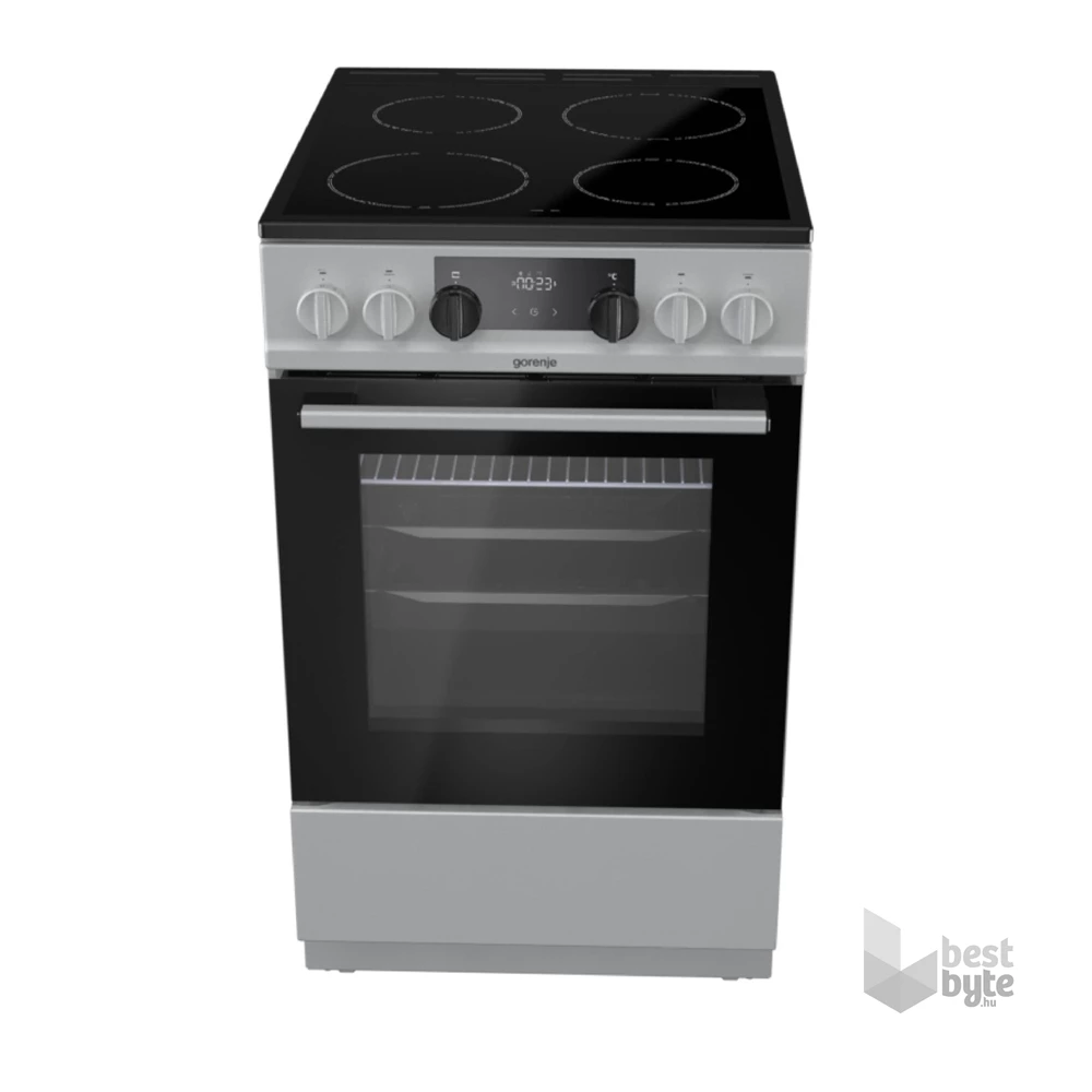 Gorenje EC 5341 SG inox, szabadonálló, kerámialapos, elektromos, főzőzóna: 4, sütő:70L, grill, tűzhely