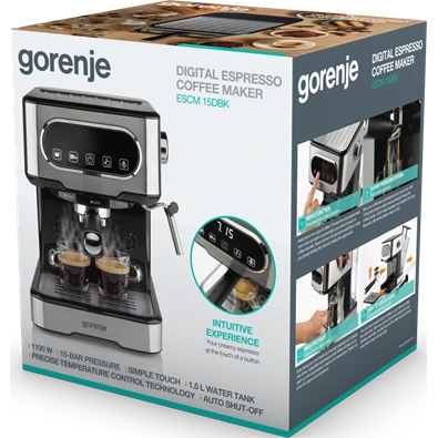 Gorenje ESCM15DBK inox-fekete espresso kávéfőző