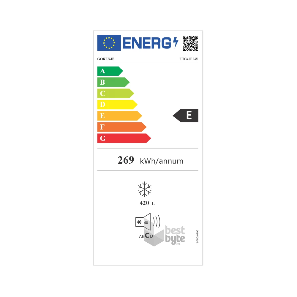 Gorenje FHC42EAW fehér, Fagyasztó:420L, fagyasztóláda