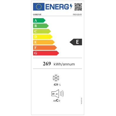Gorenje FHC42EAW fehér, Fagyasztó:420L, fagyasztóláda