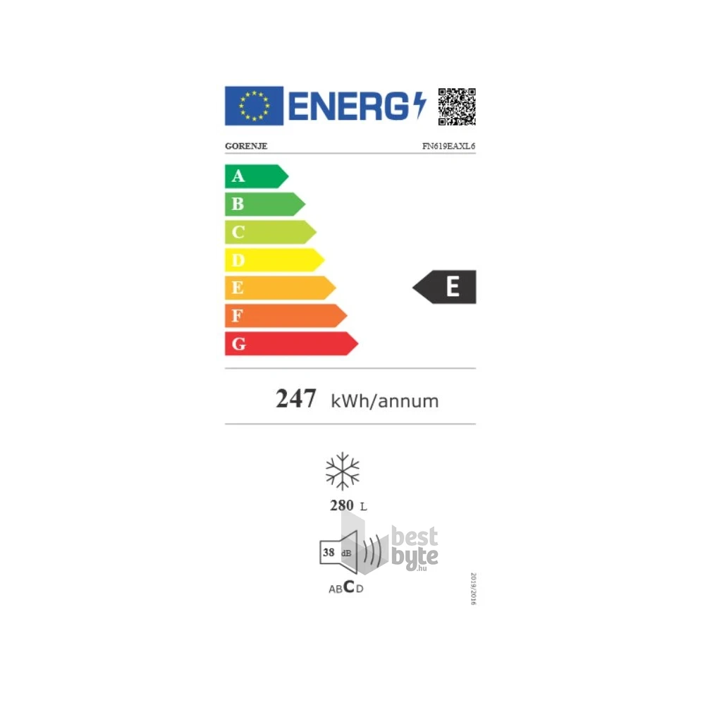 Gorenje FN619EAXL6 inox, egyajtós, Fagyasztó:280L, No frost fagyasztószekrény (Használt - B)