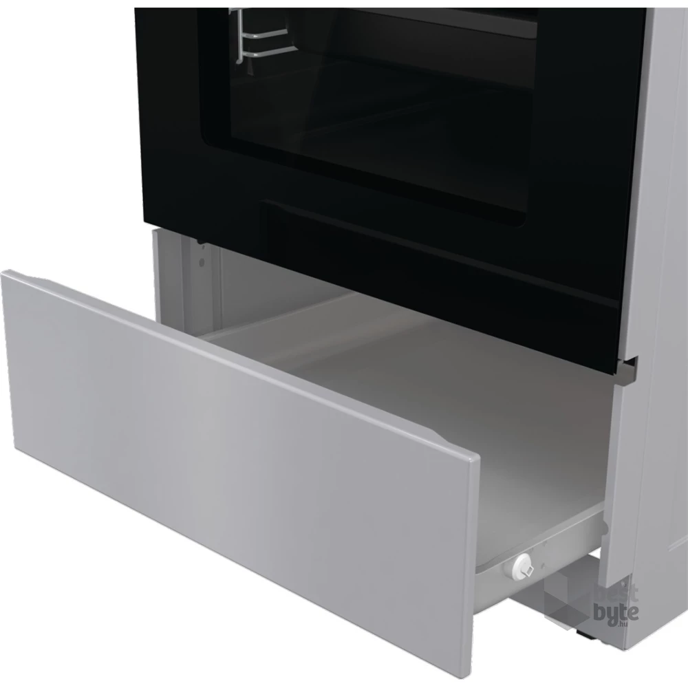 Gorenje GEC5C41SG inox, szabadonálló, kerámialapos, elektromos, főzőzóna: 4, sütő:77L, grill, tűzhely