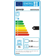 Gorenje GEC5C41SG inox, szabadonálló, kerámialapos, elektromos, főzőzóna: 4, sütő:77L, grill, tűzhely