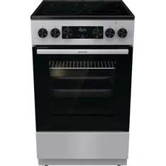 Gorenje GEC5C41SG inox, szabadonálló, kerámialapos, elektromos, főzőzóna: 4, sütő:77L, grill, tűzhely