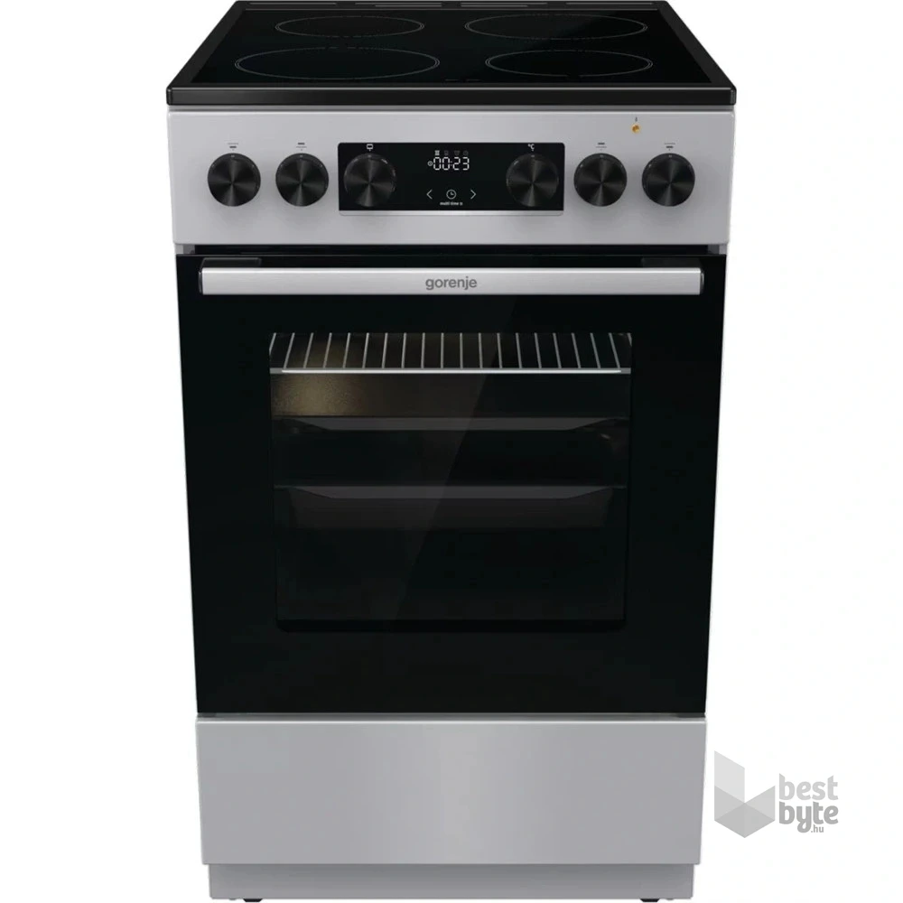Gorenje GEC5C41SG inox, szabadonálló, kerámialapos, elektromos, főzőzóna: 4, sütő:77L, grill, tűzhely (Újszerű)