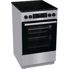 Gorenje GEC5C41SG inox, szabadonálló, kerámialapos, elektromos, főzőzóna: 4, sütő:77L, grill, tűzhely