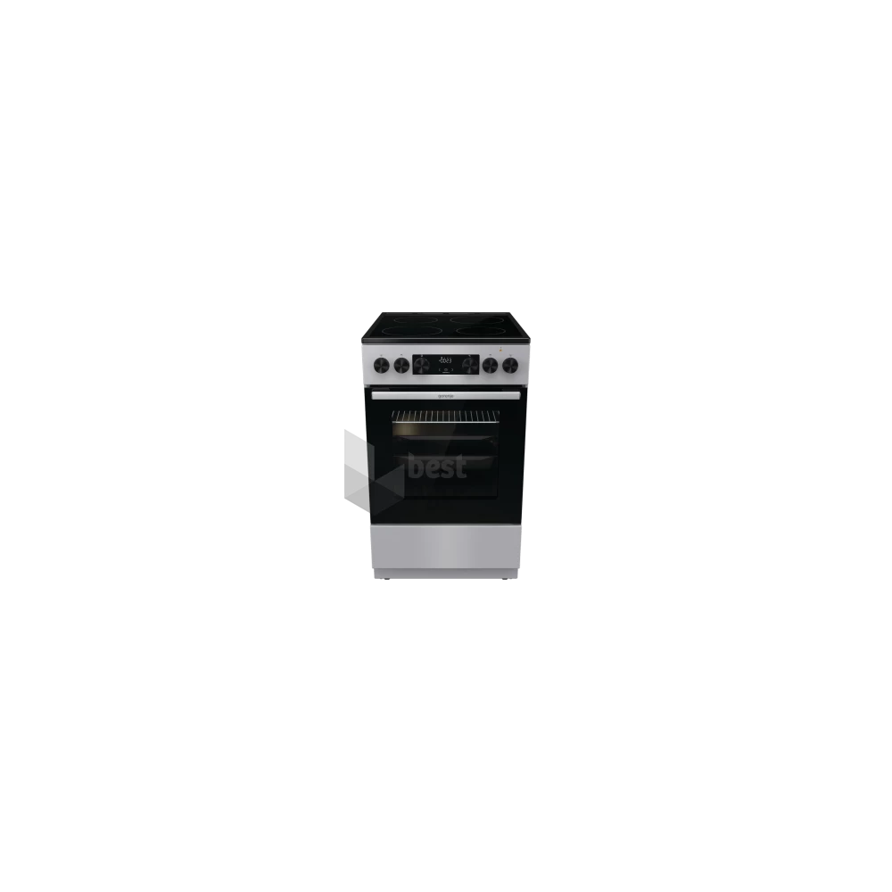 Gorenje GEC5C41SG inox, szabadonálló, kerámialapos, elektromos, főzőzóna: 4, sütő:77L, grill, tűzhely